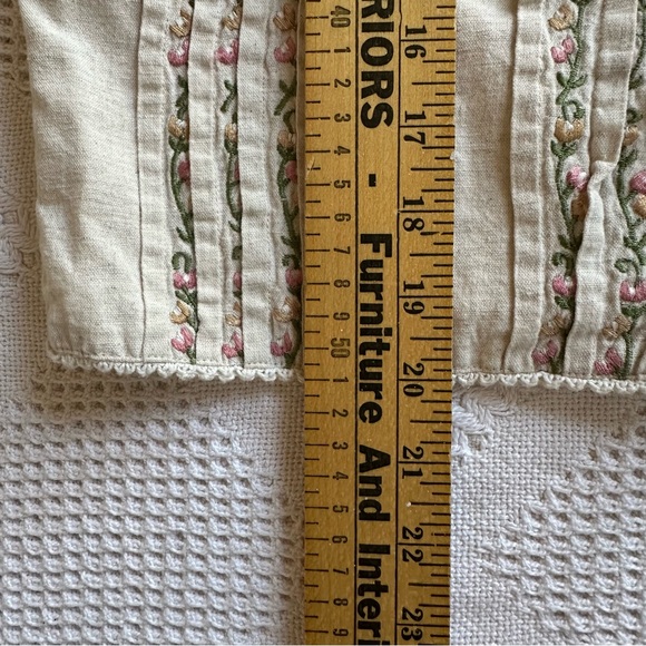 VTG Y2K Tantrums Embroidered Floral Linen Cotton Vest-M-Cottagecore Boho Soft - Picture 9 of 10